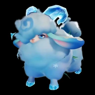 Turbo in Plateau Form with pale blue frost across its fleece