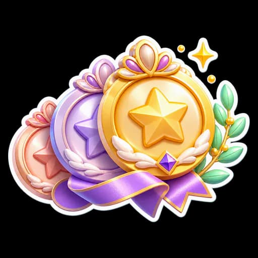 A stack of star-tier achievement badges