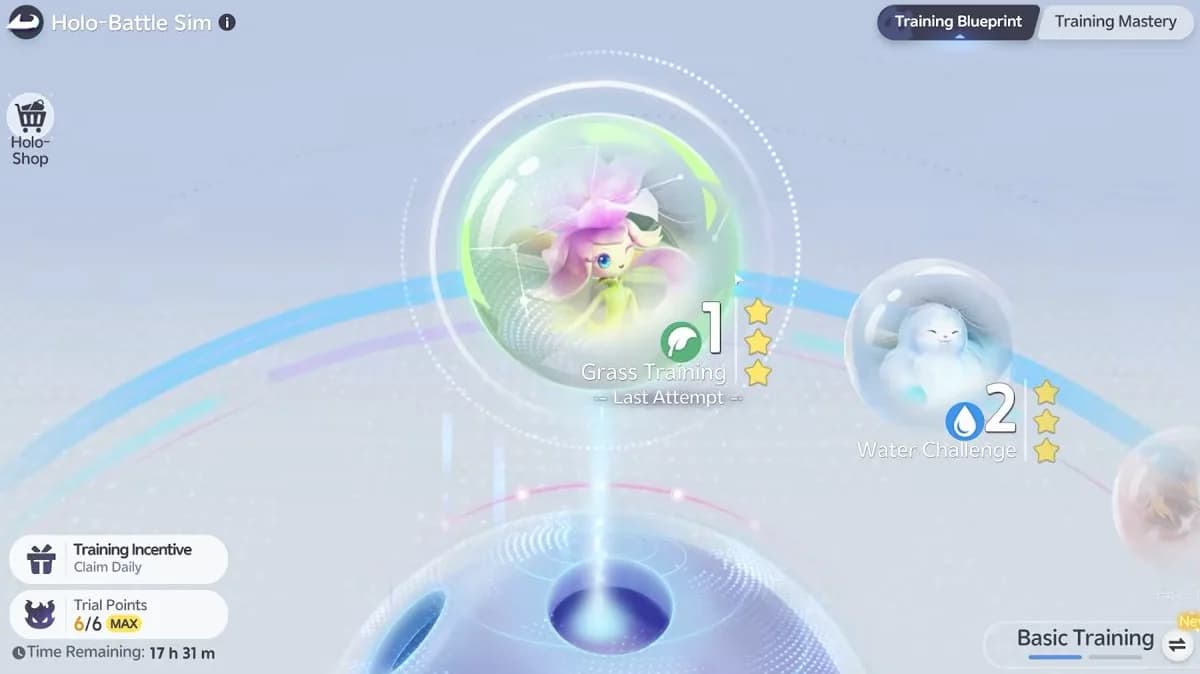 The Holo-Battle Sim arena mid-fight against a projected Aniimo