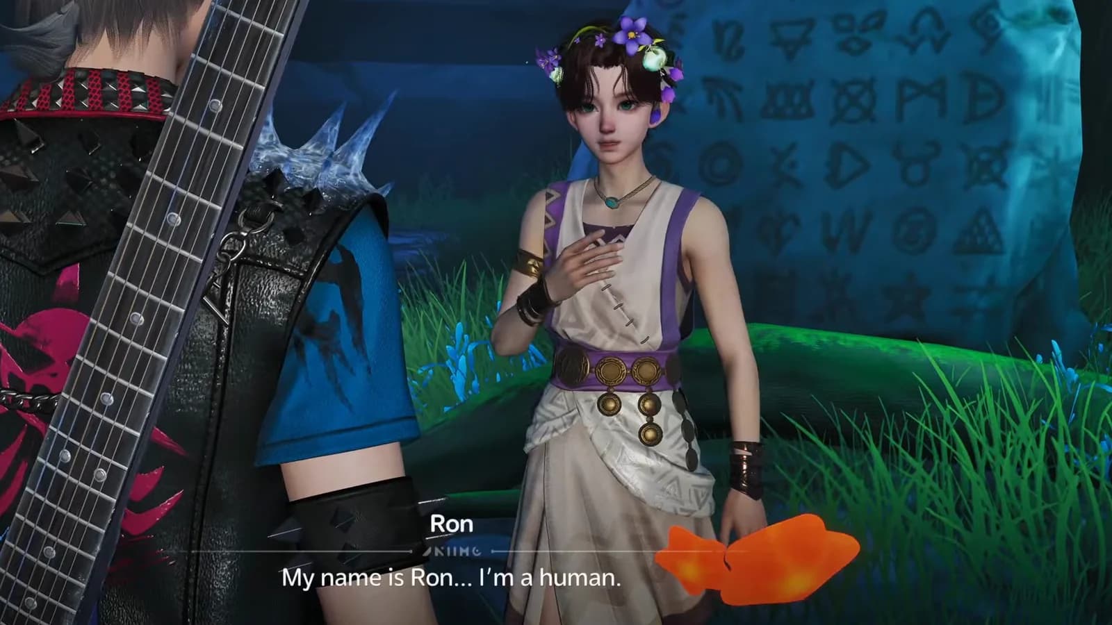 Ron speaking beside an orange Hummin during Binding Oath