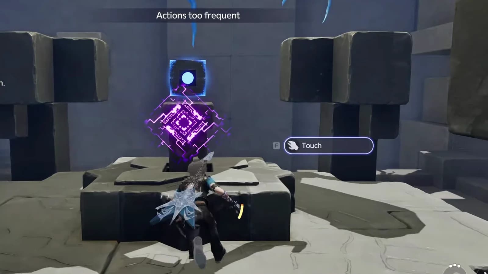 Purple square Rigged Maze Terminus with the Touch interaction prompt