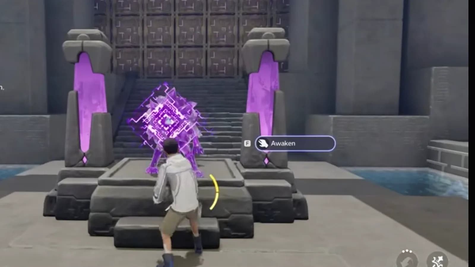 Trial Fire Aniimo statue with the Awaken prompt and no visible species name