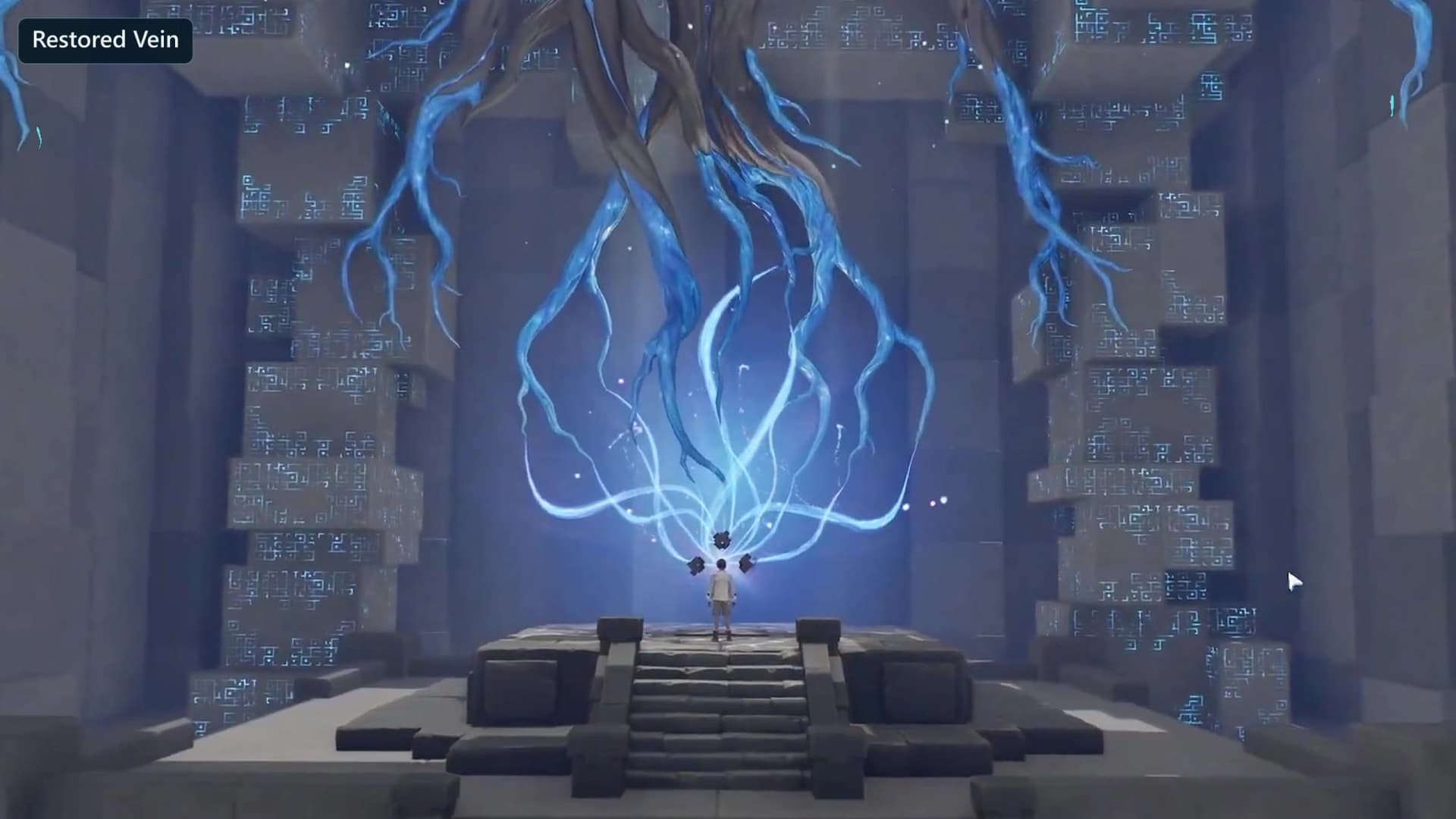Rising Flames Vein glowing blue after the Sanctum Terminus restores it