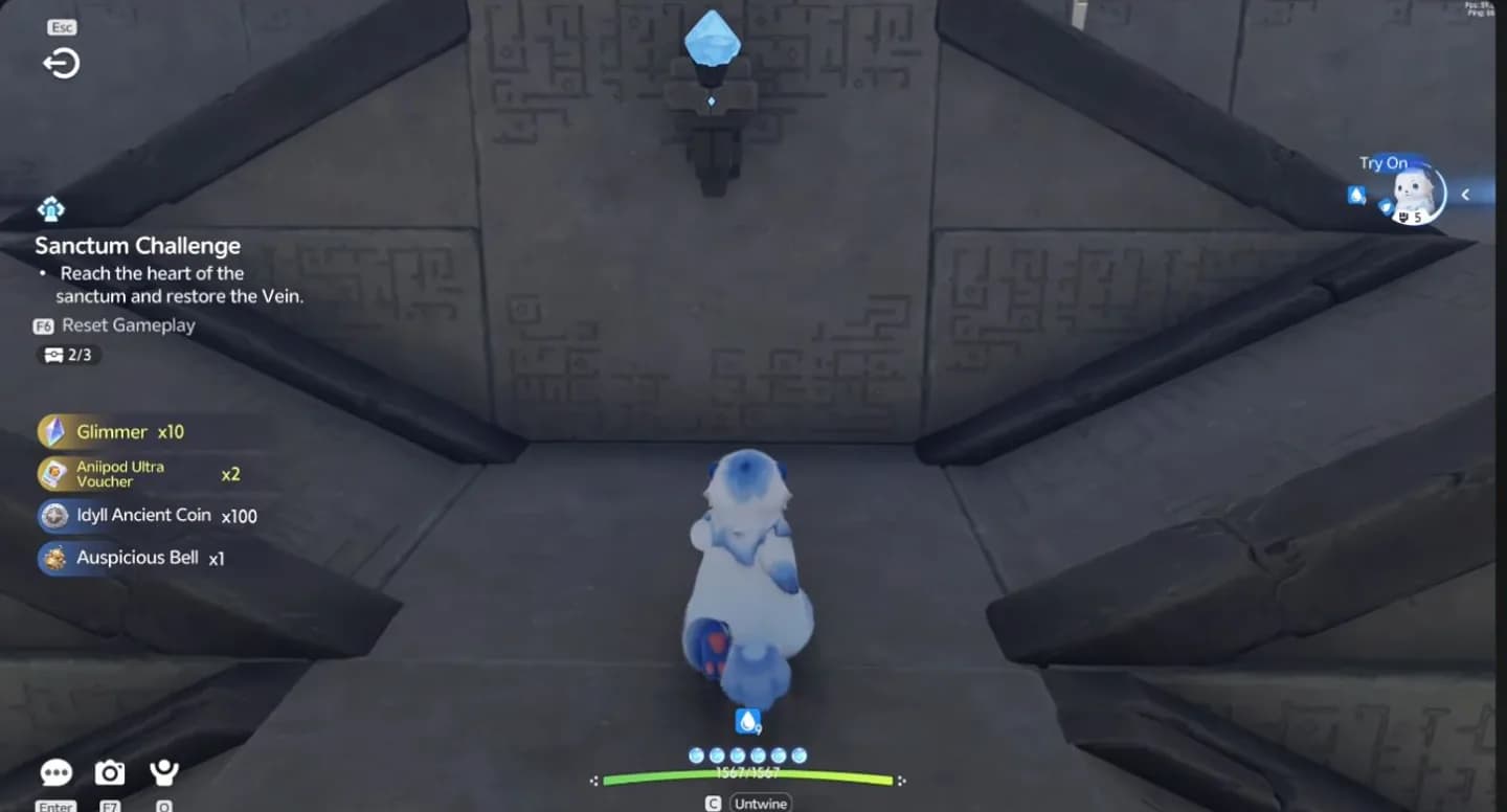 Popota leaving the neighboring upper niche after the optional chest counter reaches two of three