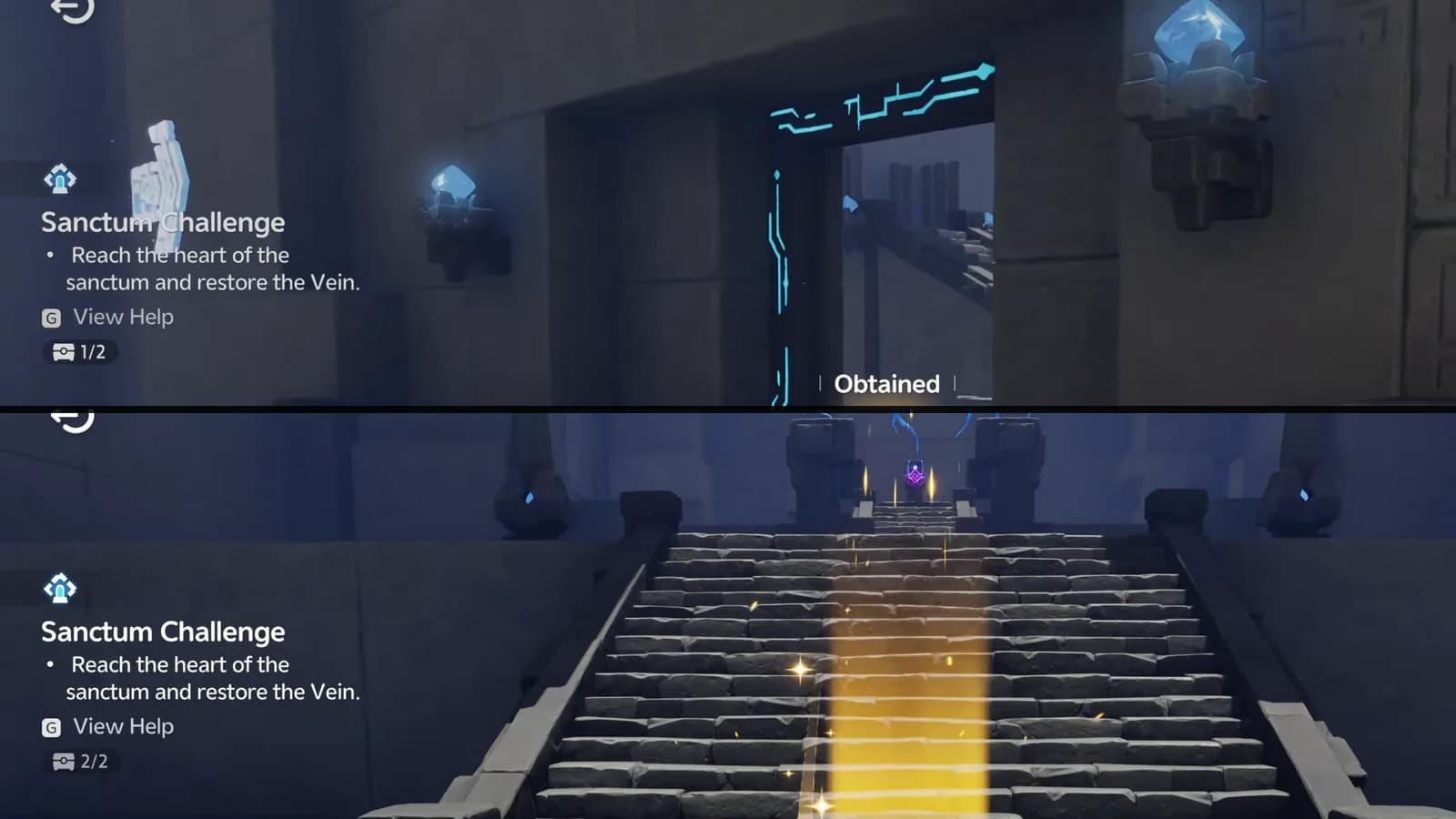 Chest counter at one of two after the water alcove and two of two on the final staircase landing