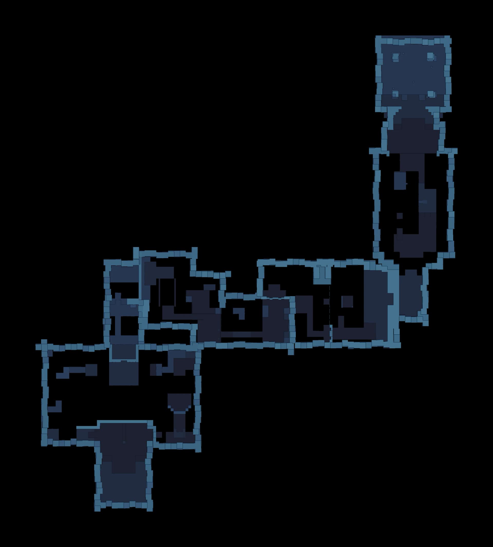 Floor plan of the Courageous Wit Sanctum with the route marked