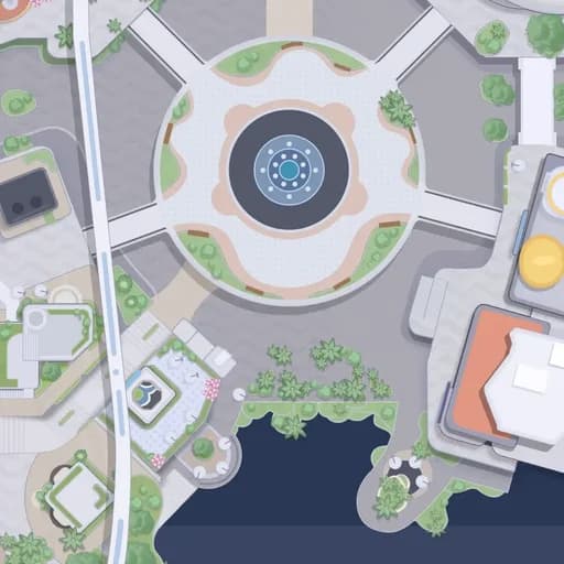 Astra atlas detail showing the Horizon Square plaza where the vendor stall stands