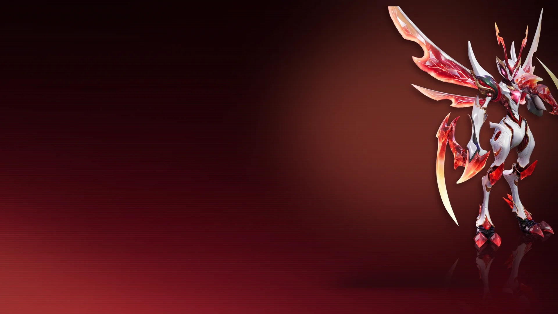 A crimson and white armored Aniimo battle form stands with blade-like wings against a dark red gradient for the official Twitch Drops campaign