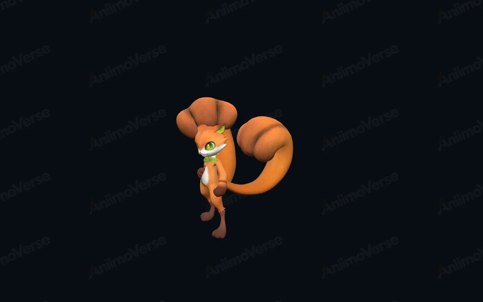 Squashel stands with its twin fist-shaped tails raised against the dark 3D model viewer backdrop