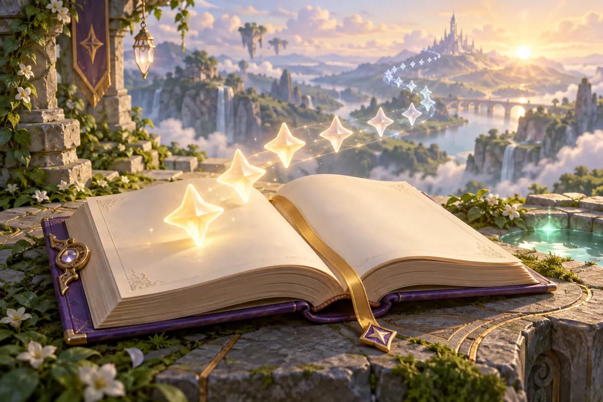 An illustrated handbook with a trail of stars representing gradual progress