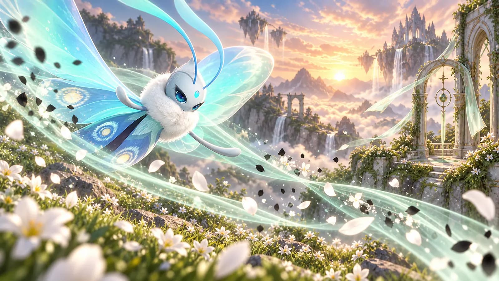 Gracewing sweeps dark motes away with a ribbon of mint wind