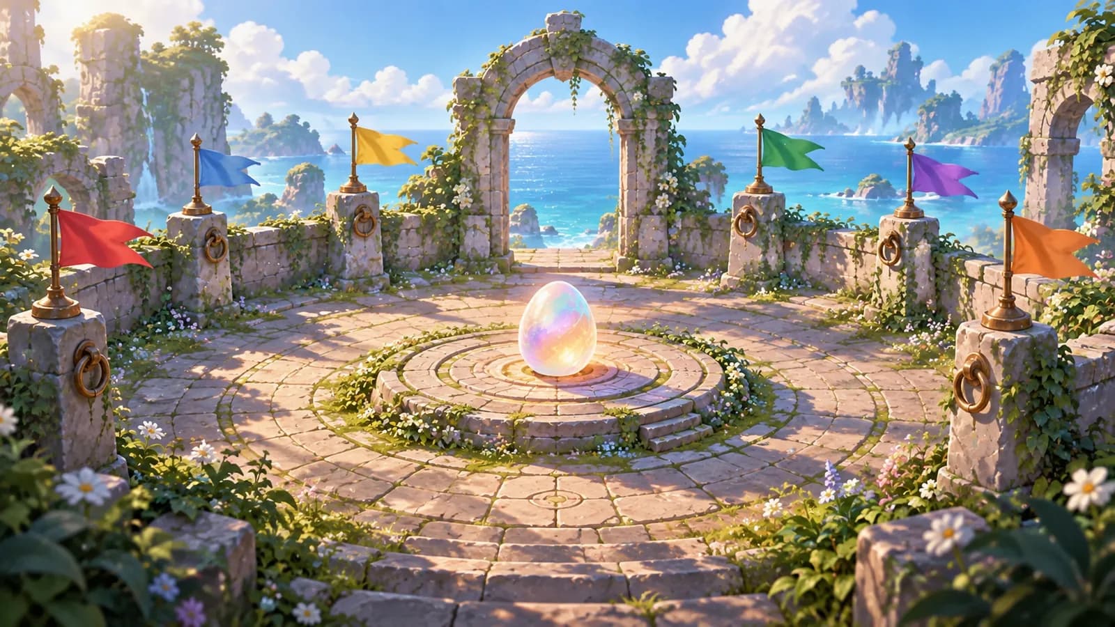 The Lost Isles extraction point with six moorings and one egg in transit