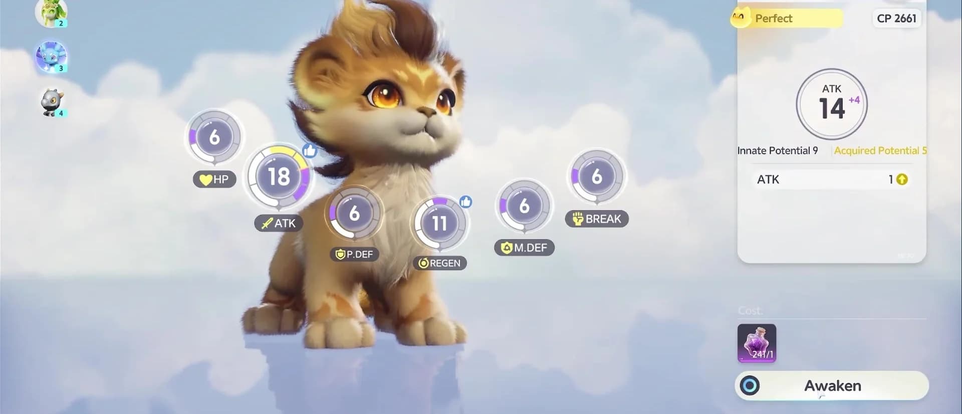 Capability Awakening screen with six attribute wheels and one Starcryst Essence listed as the cost of the next point