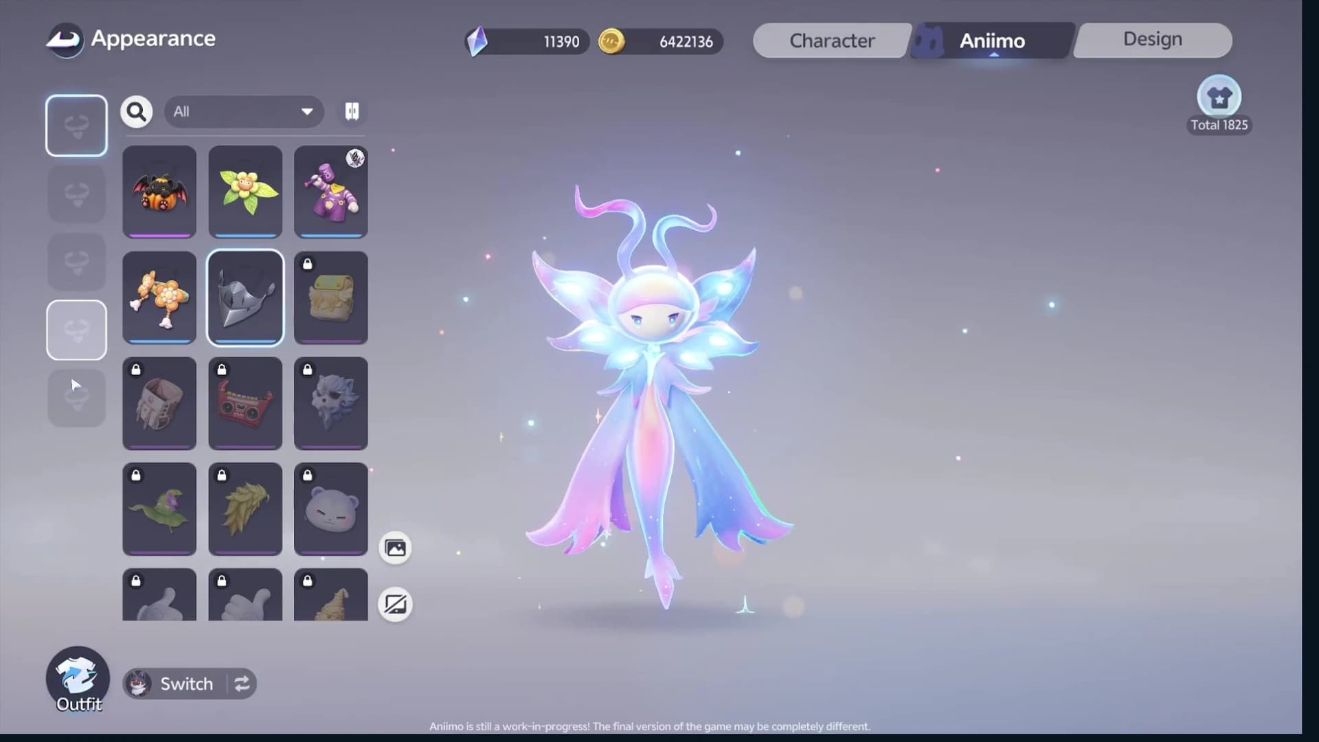 Malevsera in the Appearance menu beside five vertical accessory slots