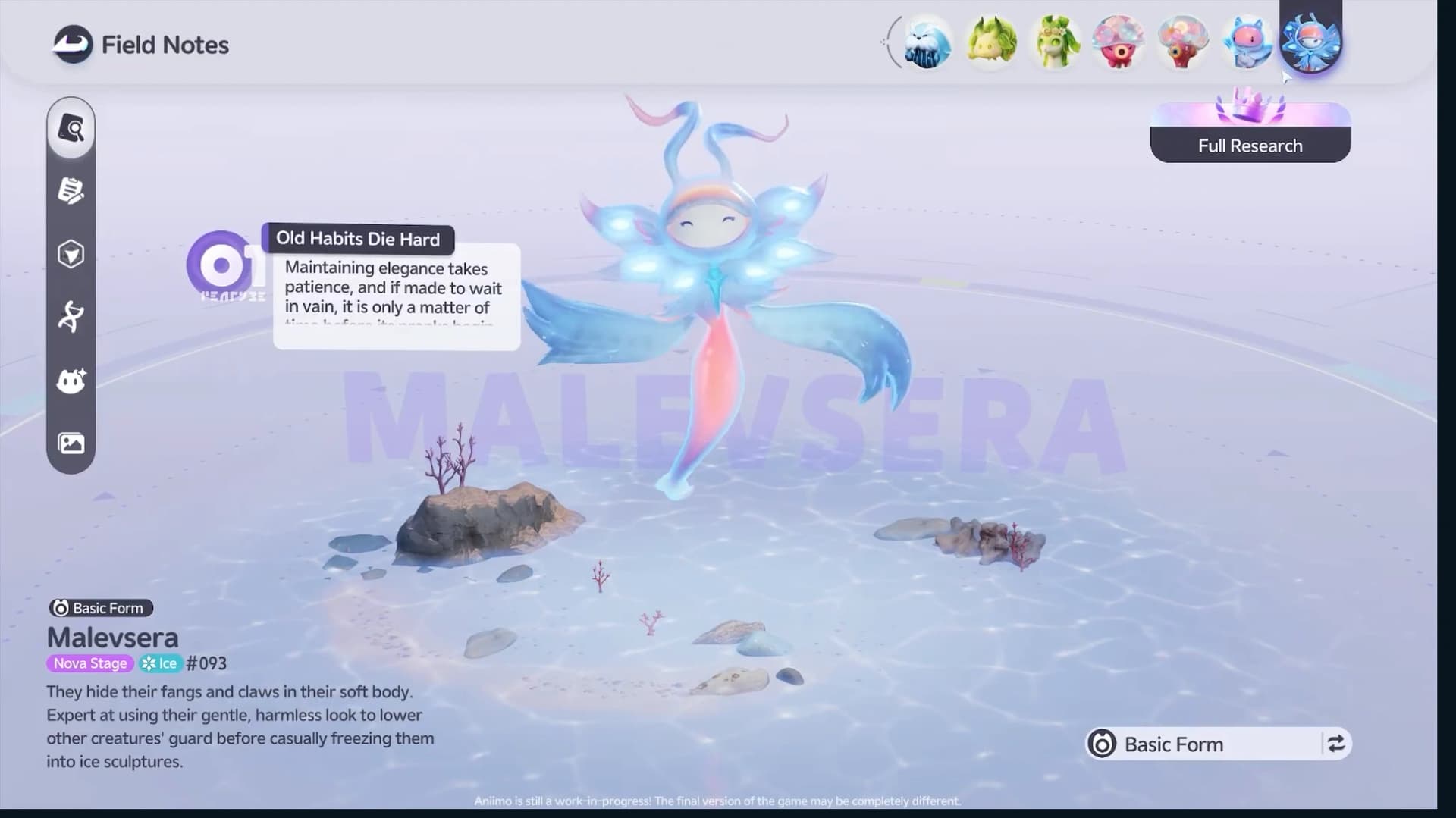 Malevsera Field Notes displaying the glowing Prismatic Crown and Full Research label