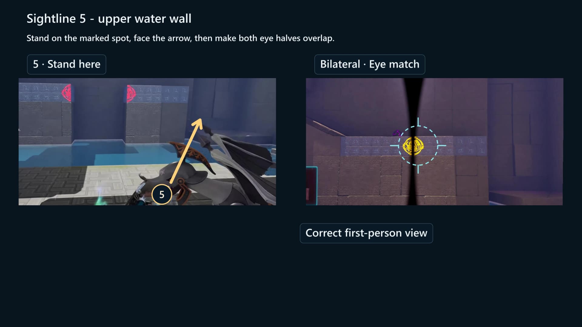 Sightline 5 comparison from the upper dry ledge to the completed eye across the water wall