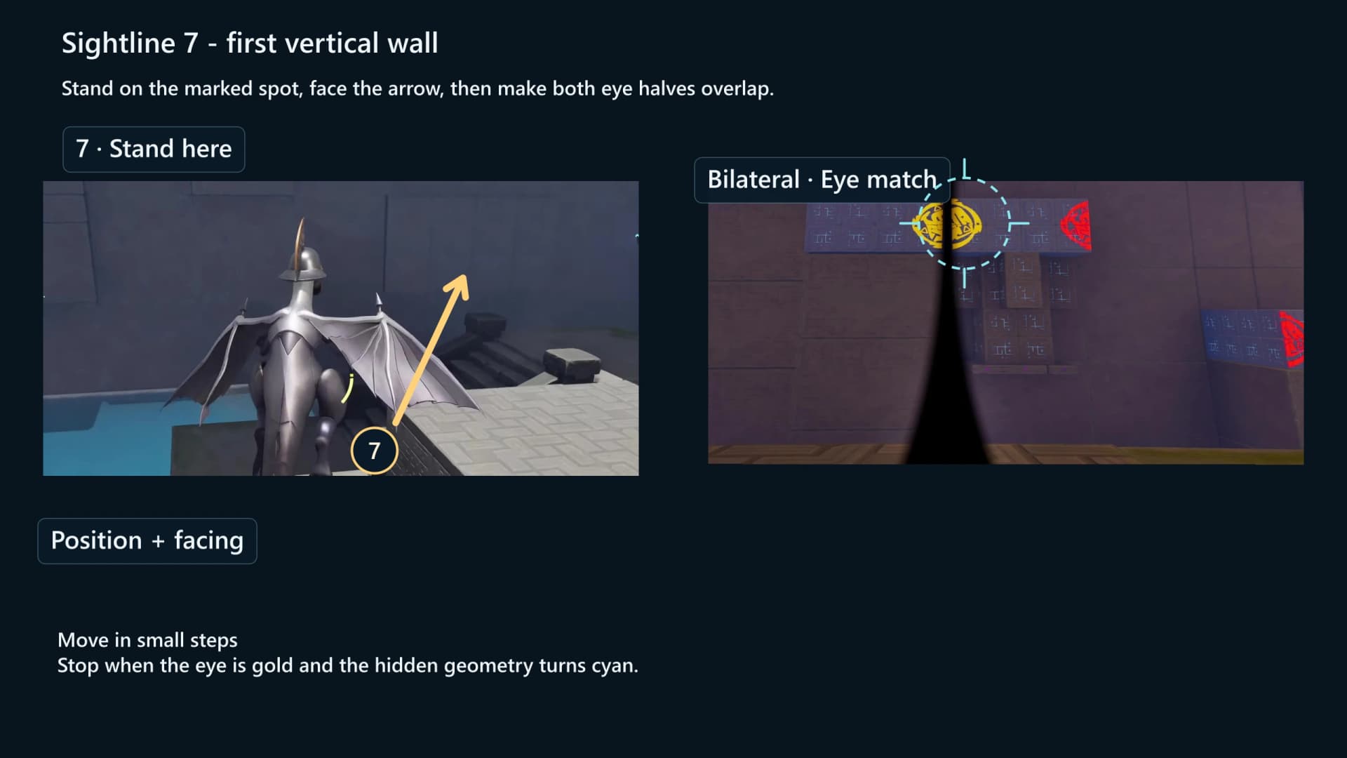 Sightline 8 comparison from the left shelf to the high eye above the vertical wall stack
