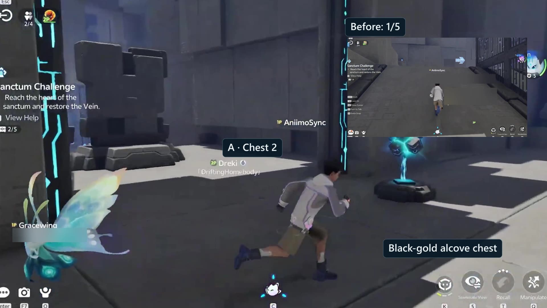 The blue Player A human opening a premium chest while the shared counter advances
