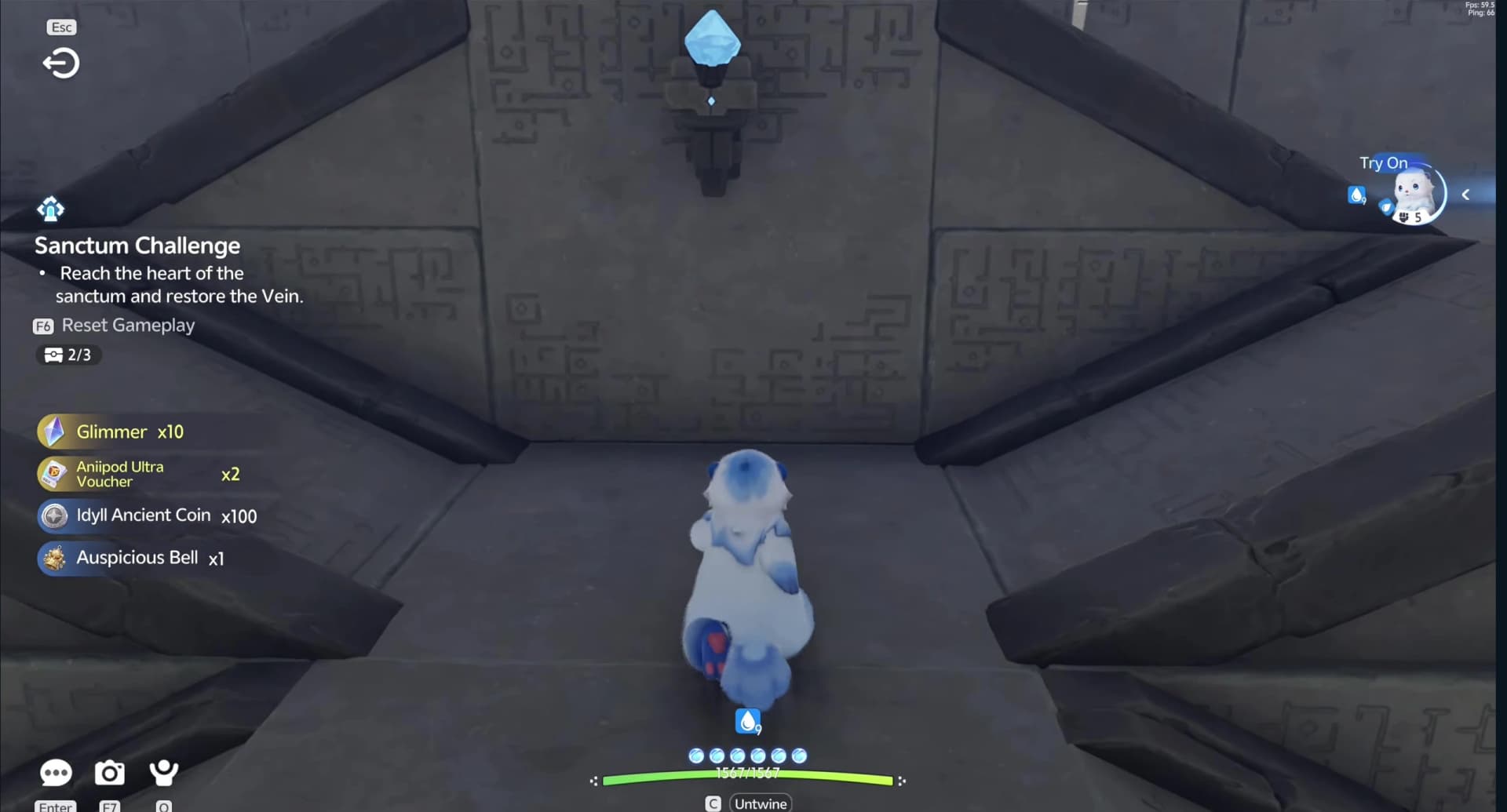 Popota leaving the neighboring upper niche after the optional chest counter reaches two of three