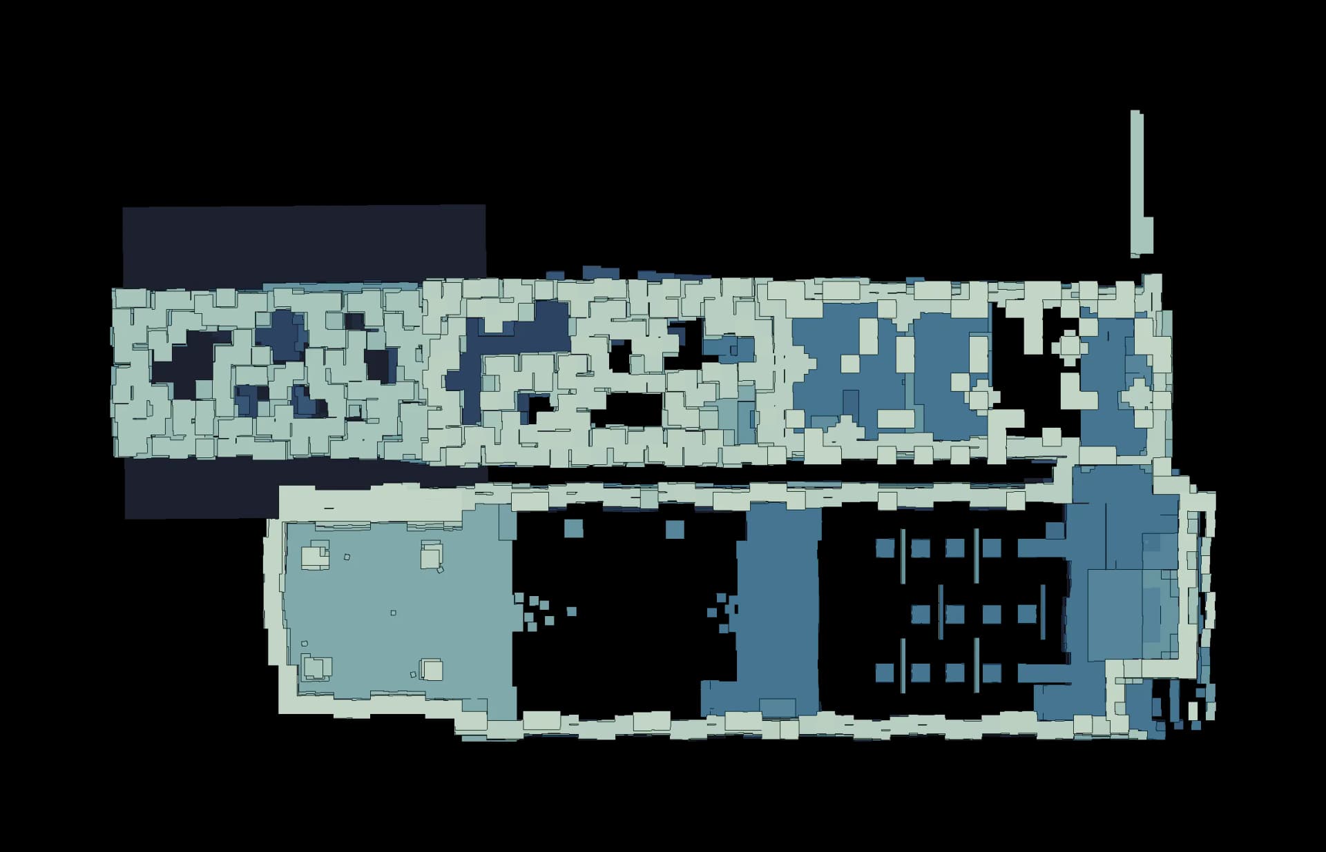 Floor plan of the Lightning Gale Sanctum with the route marked