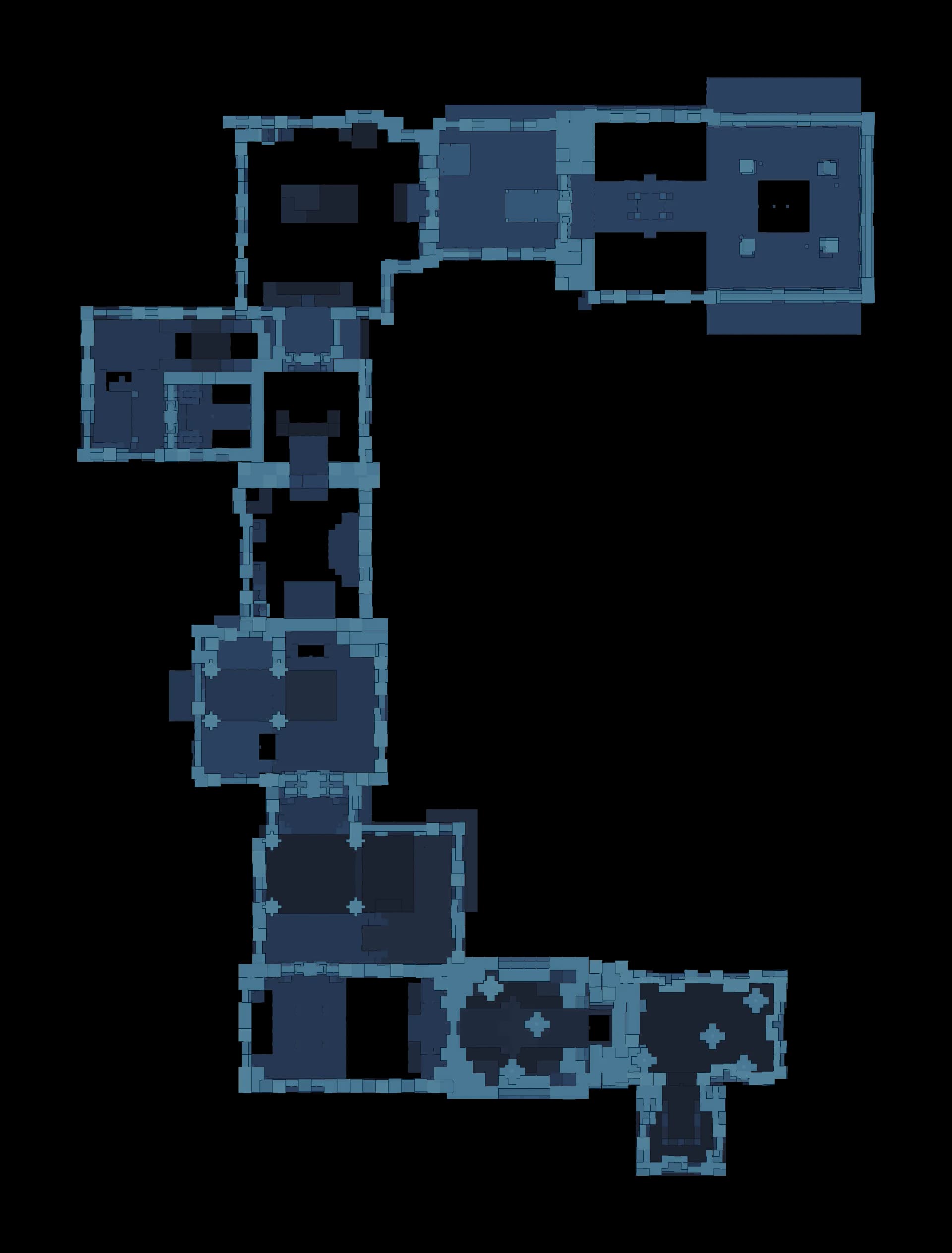 Floor plan of the Vigilant Eyes Sanctum with the route marked