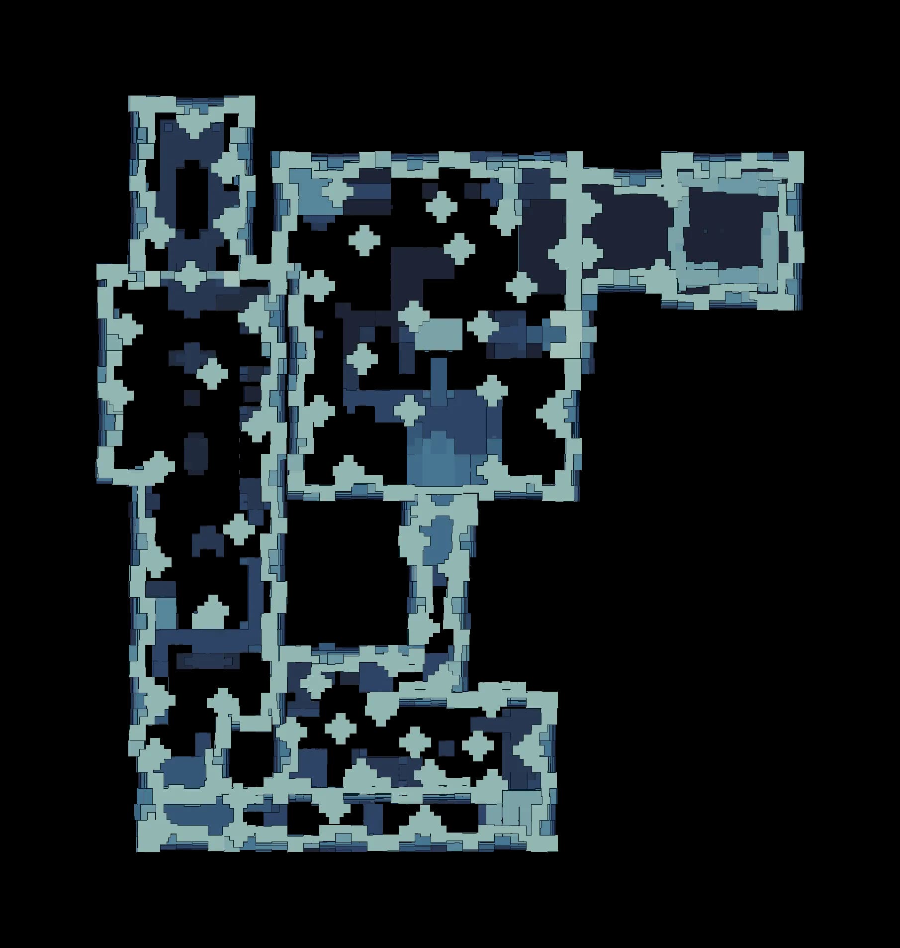Floor plan of the Blazing Wings Sanctum with the route marked