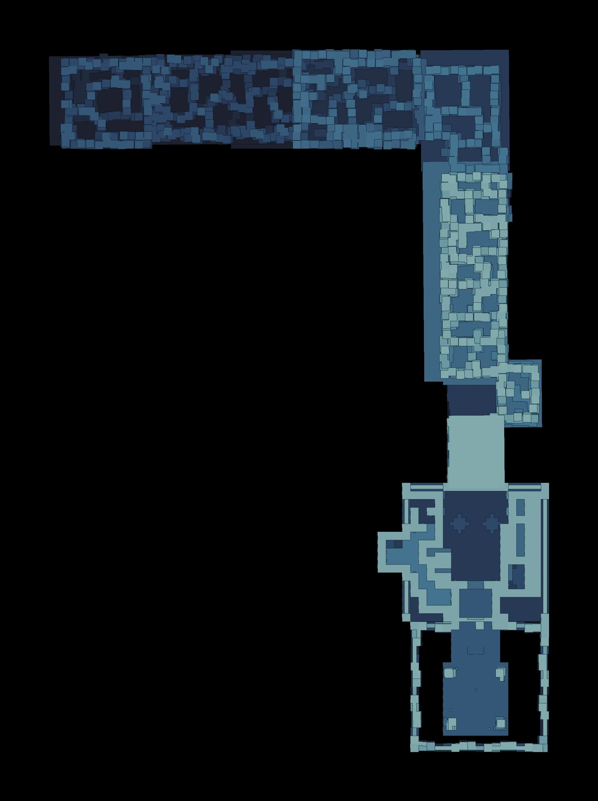 Floor plan of the Chasing Clouds Sanctum with the route marked
