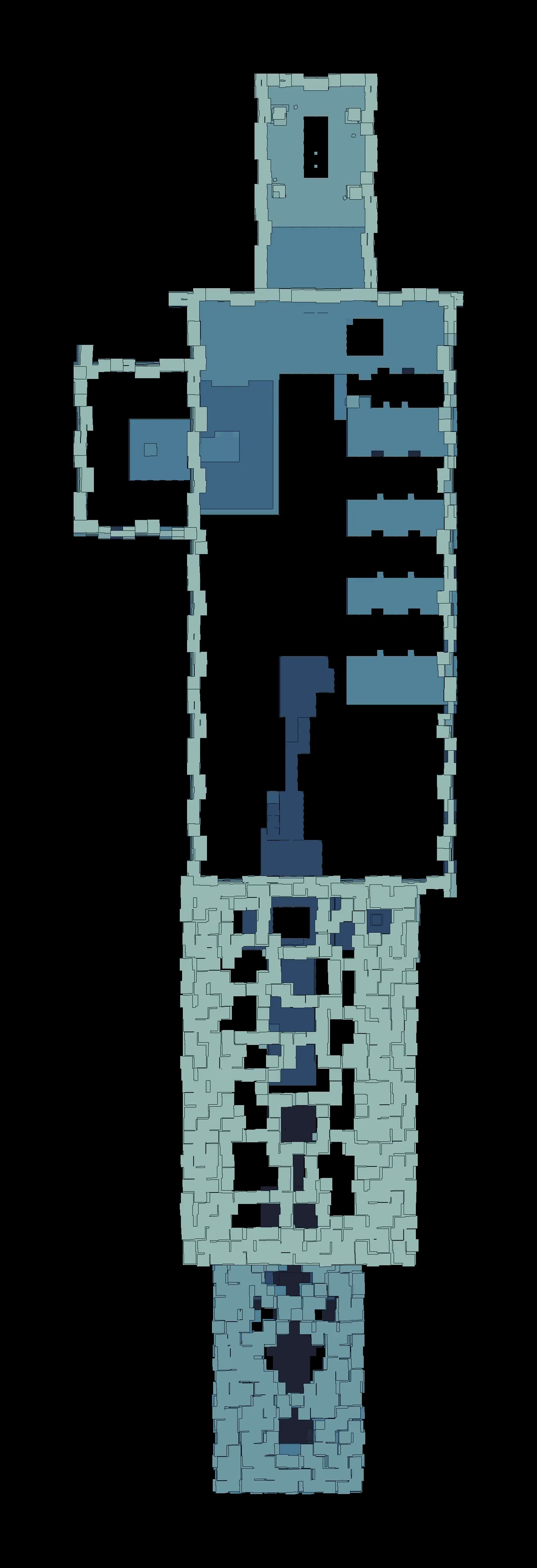 Floor plan of the Rising Wind Sanctum with the route marked
